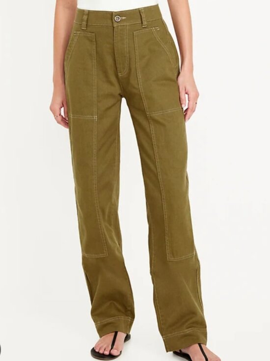 Old Navy Pants - Old Navy High-Waisted Utility Pants Hammer Loop Satin Moss Green Women's Size 8